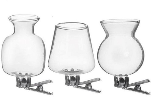 Gekleurd Glazen Flesje Clipper Clear Set 3 stuks met Clip