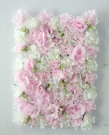 Flowerwall 40x60 cm 26 Zachtroze Wittinten Rozen en Hortensia