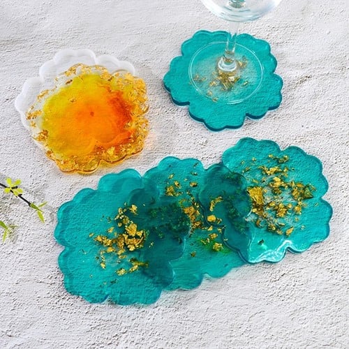 Siliconenmal Onderzetter glazen bloemvorm Epoxy resin 16 cm per stuk