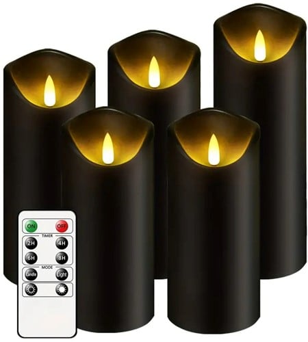 [A-025138] LED Kaarsen Stolpkaarsen Warmwitmet afstandsbediening 5 stuks