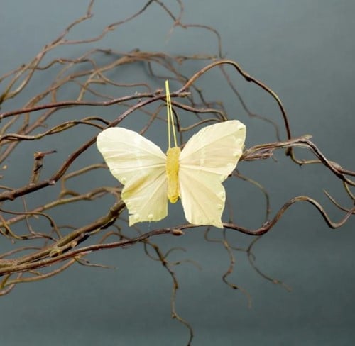 [A-022401] Vlinders Geel 7 cm 6 stuks met clip