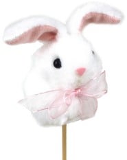 [A-010903] Bijsteker Konijn pluche Wit 6-7 cm +50 cm stok zak 25 stuks