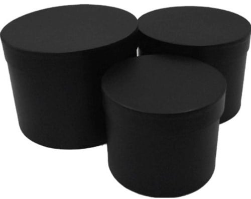 [A-025762] Bloemendoos Set van 3 luxe rond Zwart flowerbox cadeau doos