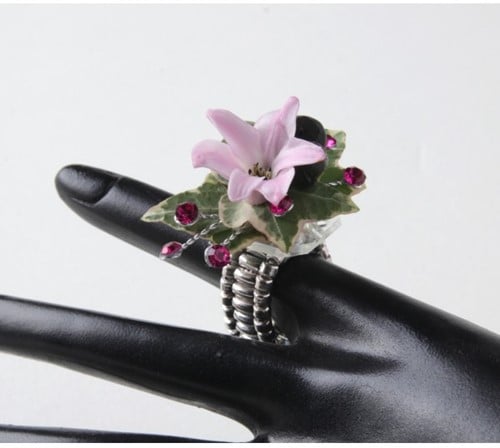 [A-009525] Design Ring Zilver Floral ring 2 stuks