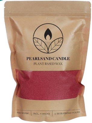 [A-026060] Kaarsenzand Pearl Sand Bordeaux inclusief 4 lonten 400 g