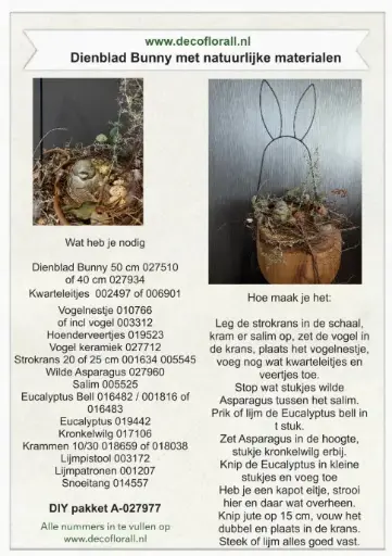 [A-027977] Dienblad Bunny met natuurlijke materialen Stel zelf je pakket samen 